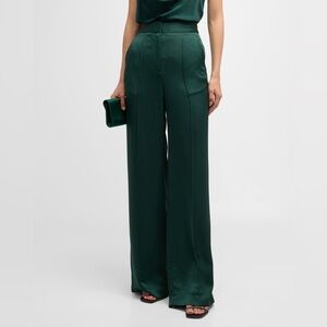 NWT Veronica Beard Edia Pant Emerald Green Long Tall Wide Leg